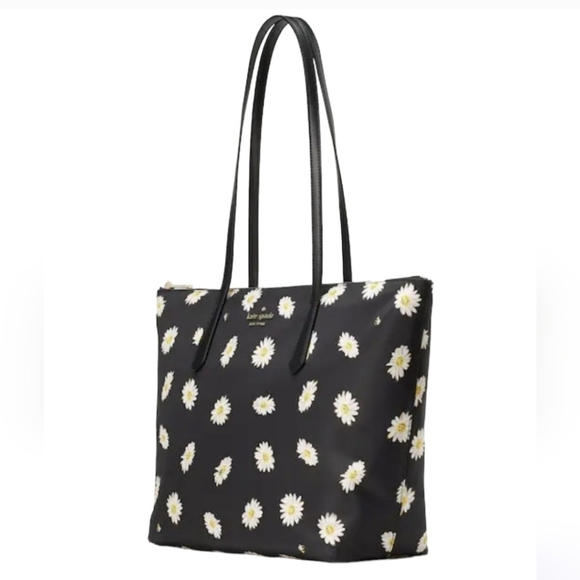 Kate Spade Kitt Nylon Tote - black multi daisy print. NWT - Picture 3 of 4
